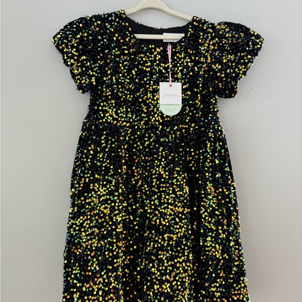 NWT SweetHoney Glamorous Black Sequin Party Dress with Iridescent Shine